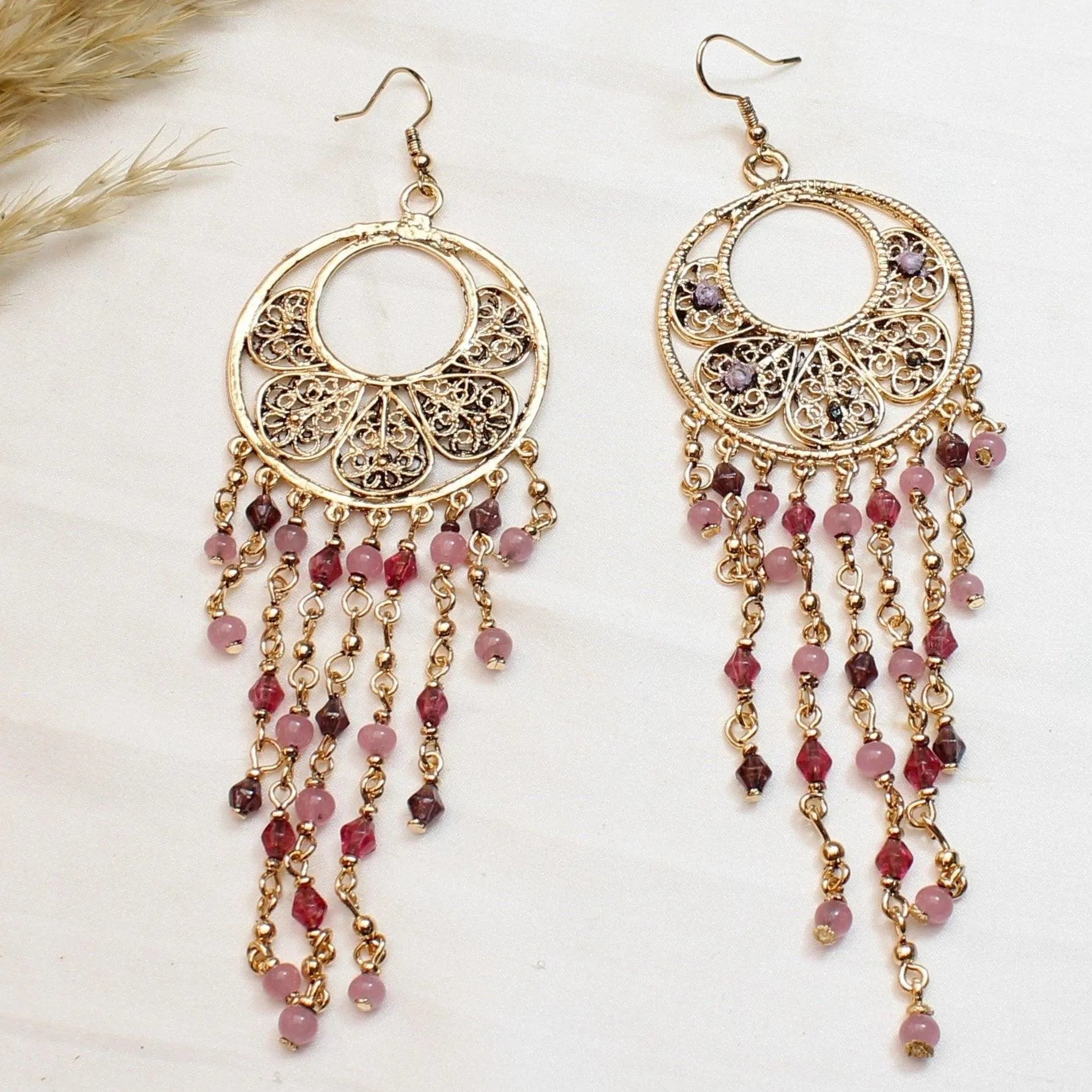 TFC Round Rose Gold Plated Dangler Earrings