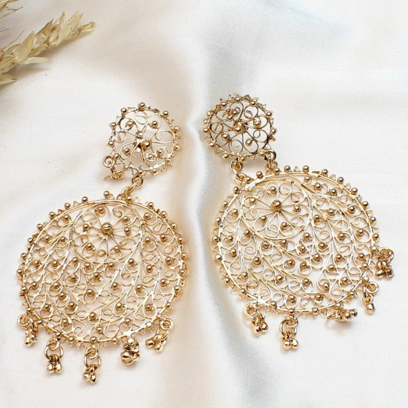 TFC Roundy Filigree Gold Plated Dangler Earrings