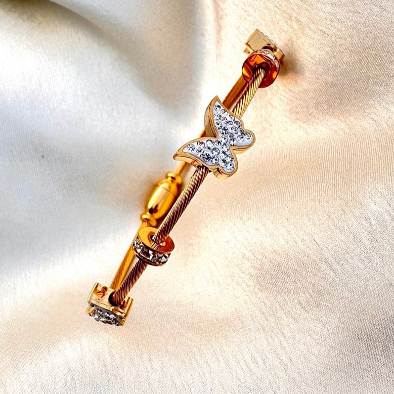 TFC Butterfly Gold Plated Bracelet Bangle (size 2-6)