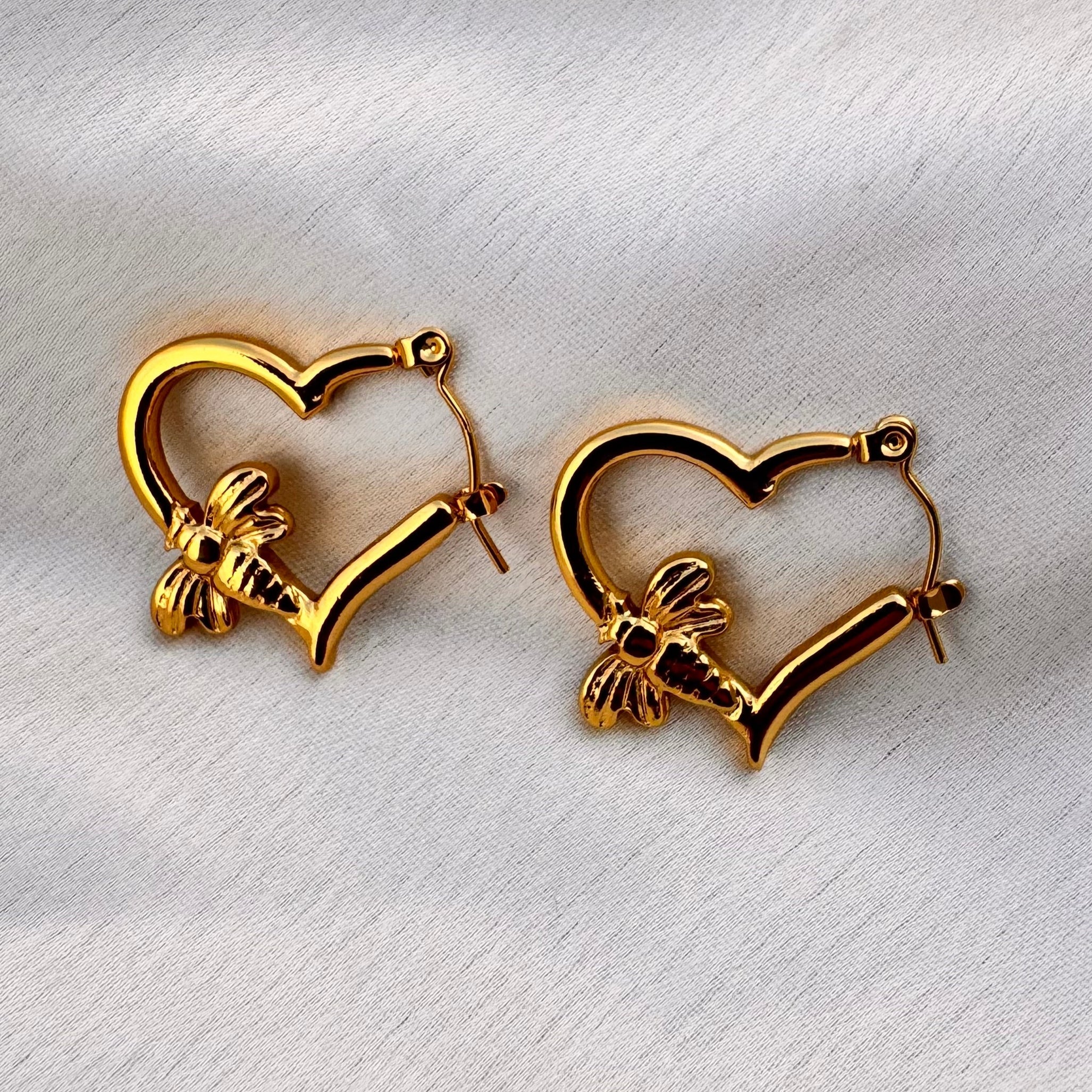 TFC Flying Heart Gold Plated Hoop Earrings