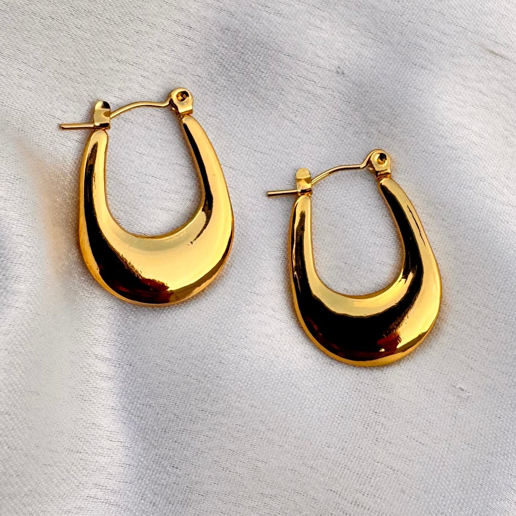 TFC Oval Loop Gold Plated Hoop Earrings