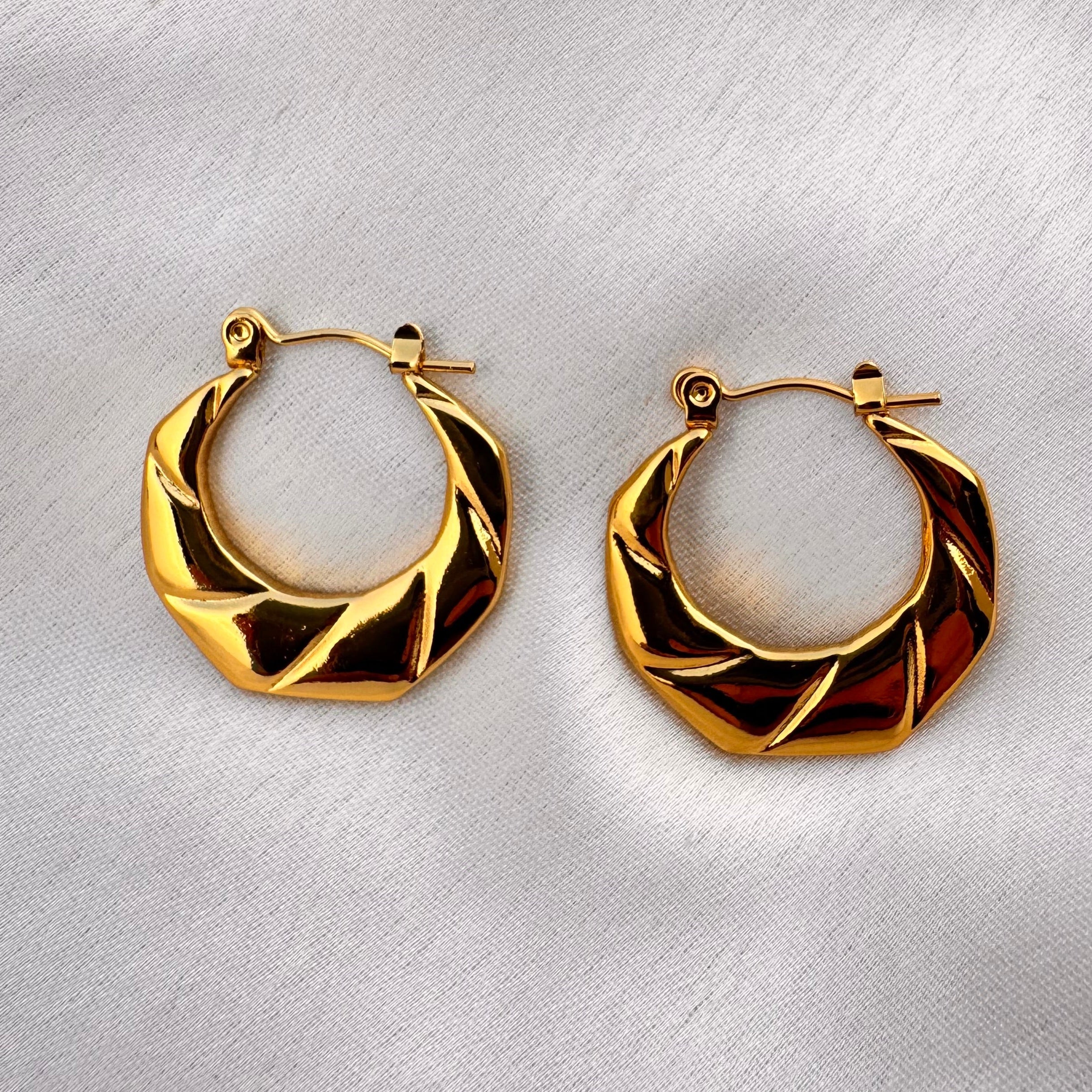 TFC Sway Circle Gold Plated Hoop Earrings