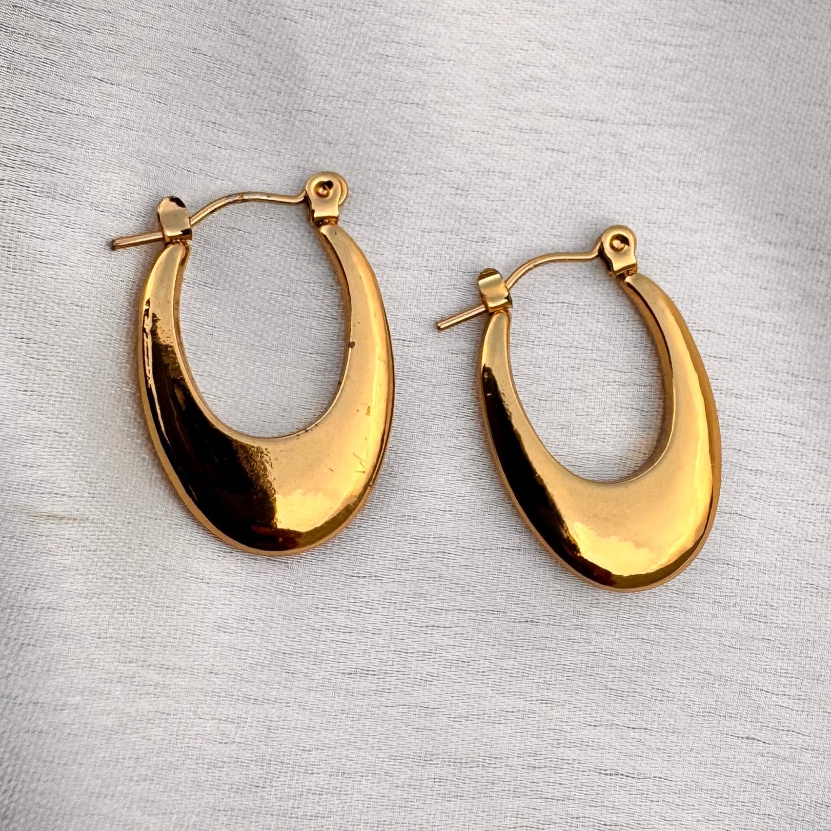 TFC Oval Loop Gold Plated Hoop Earrings