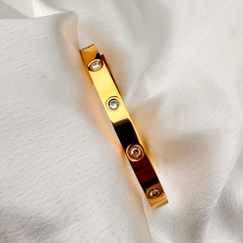 TFC Stone Bloom Gold Plated Bracelet Bangle (size 2-8)
