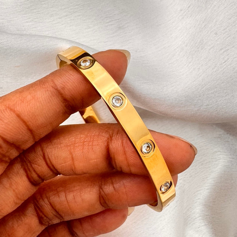 TFC Stone Bloom Gold Plated Bracelet Bangle (size 2-8)