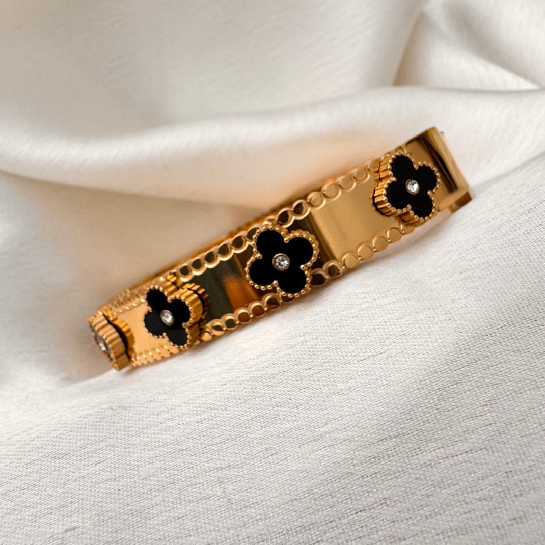TFC Black Gemcrest Gold Plated Bracelet Bangle (size2-8)
