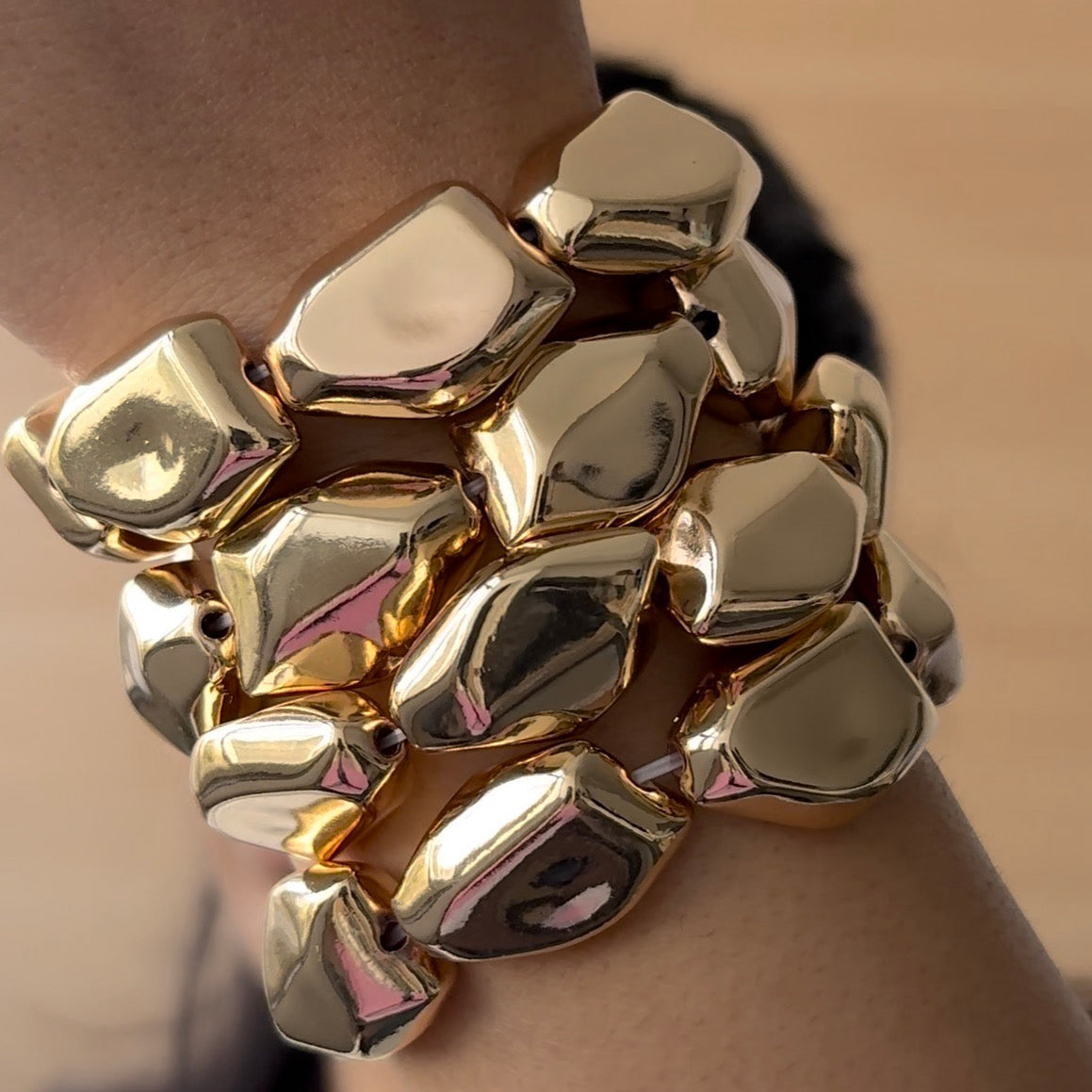 TFC Irregular Bold Bead Gold Plated Bracelet (set of 4)