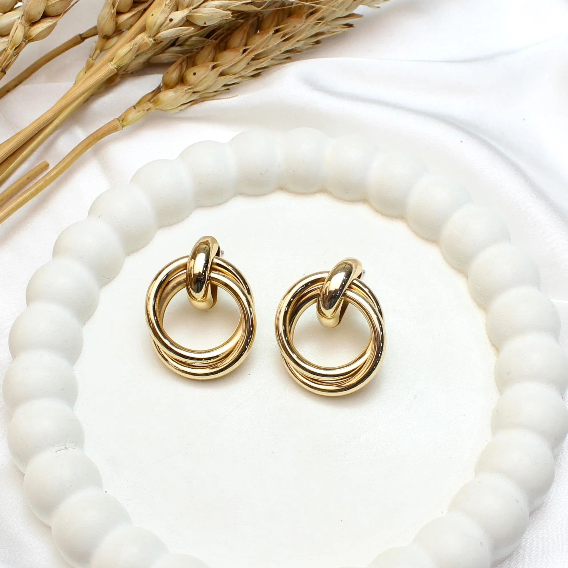 TFC Elite Circled Gold Plated Stud Earrings