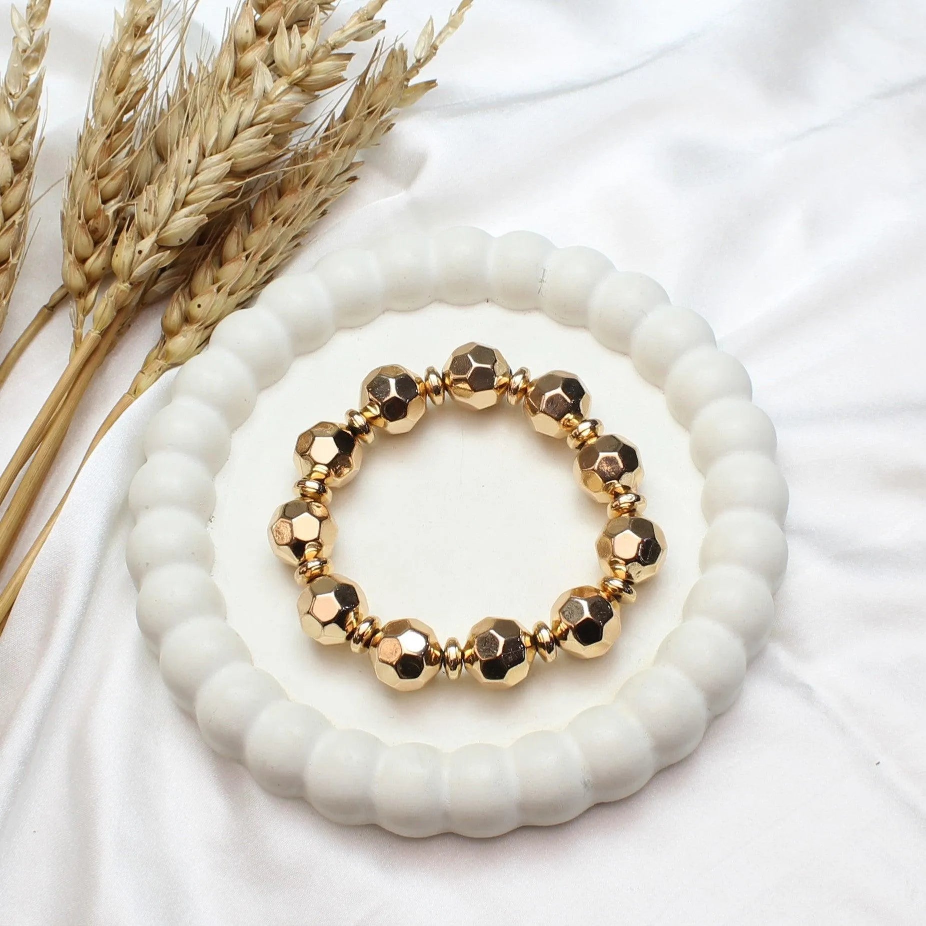 TFC Textured Beads Gold Plated Adjustable Bracelet