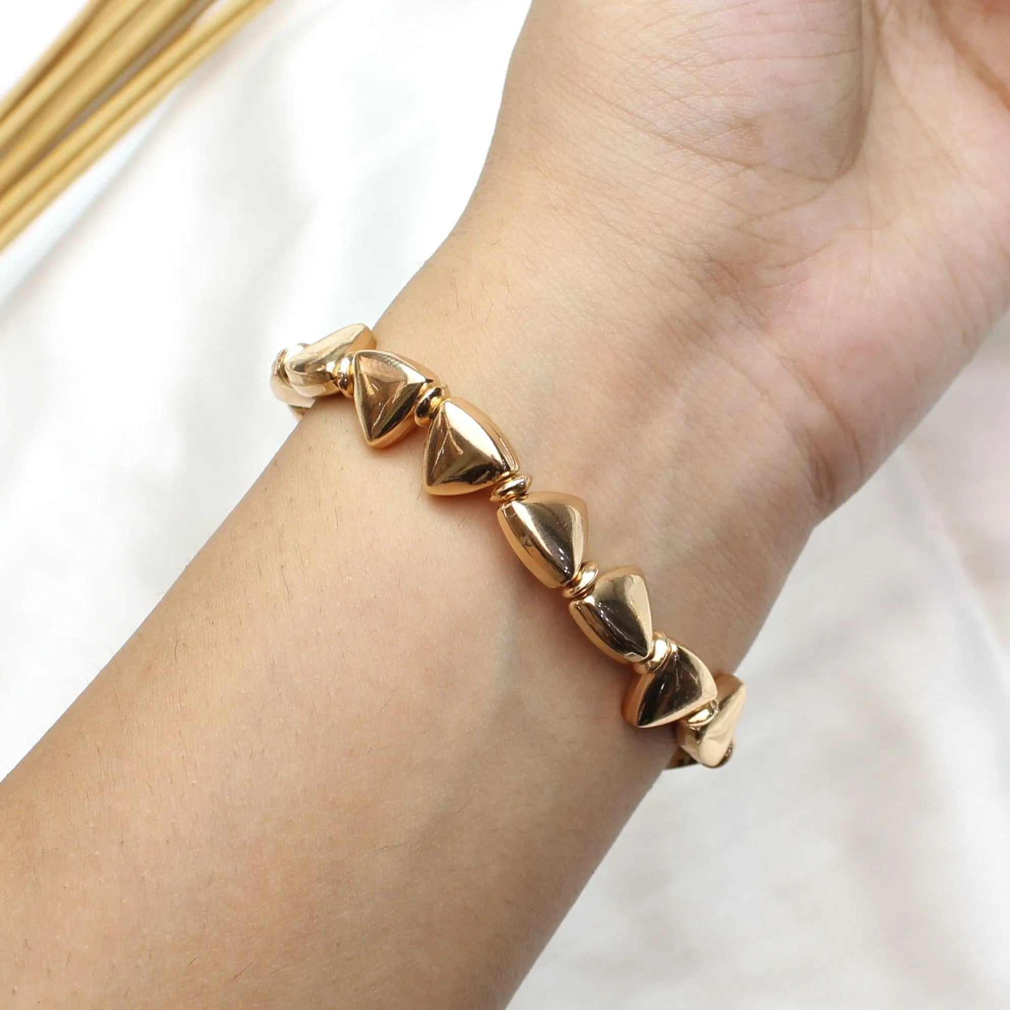 TFC Flat Triangle Beads Gold Plated Adjustable Bracelet