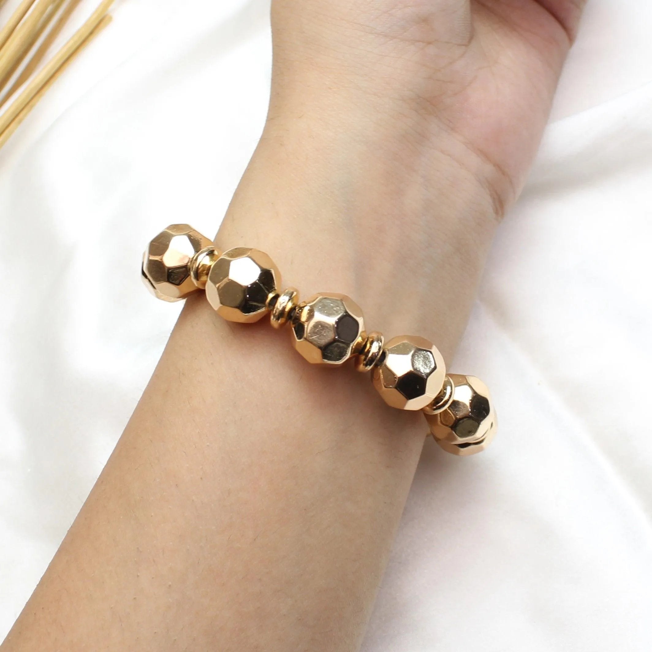 TFC Textured Beads Gold Plated Adjustable Bracelet