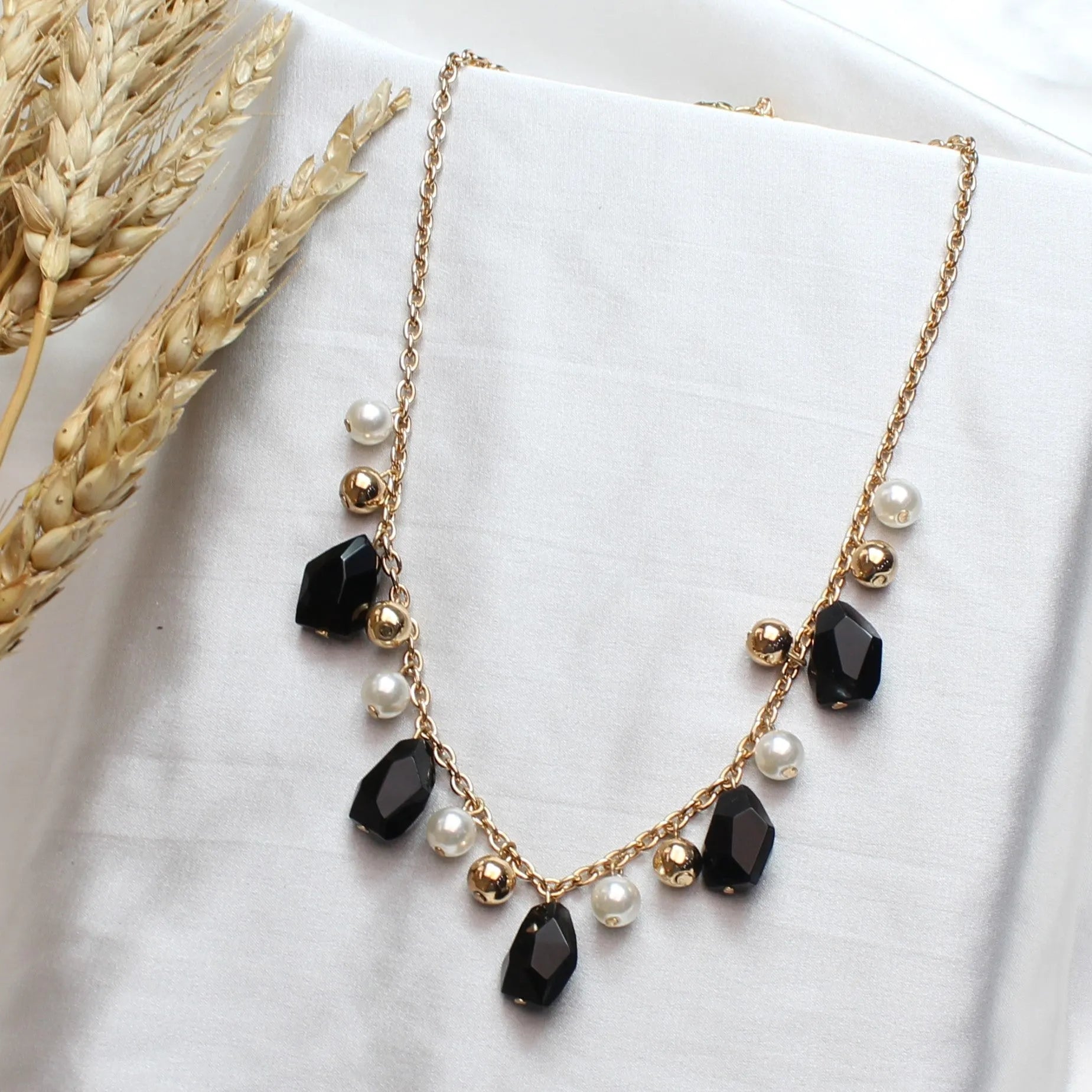 TFC Blackie Bold Bead Gold Plated Necklace