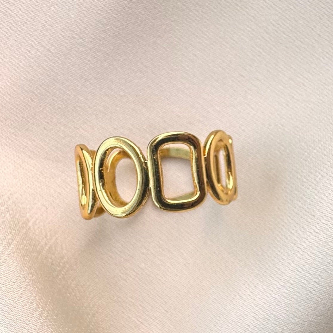 TFC Square Design Gold Plated Ring
