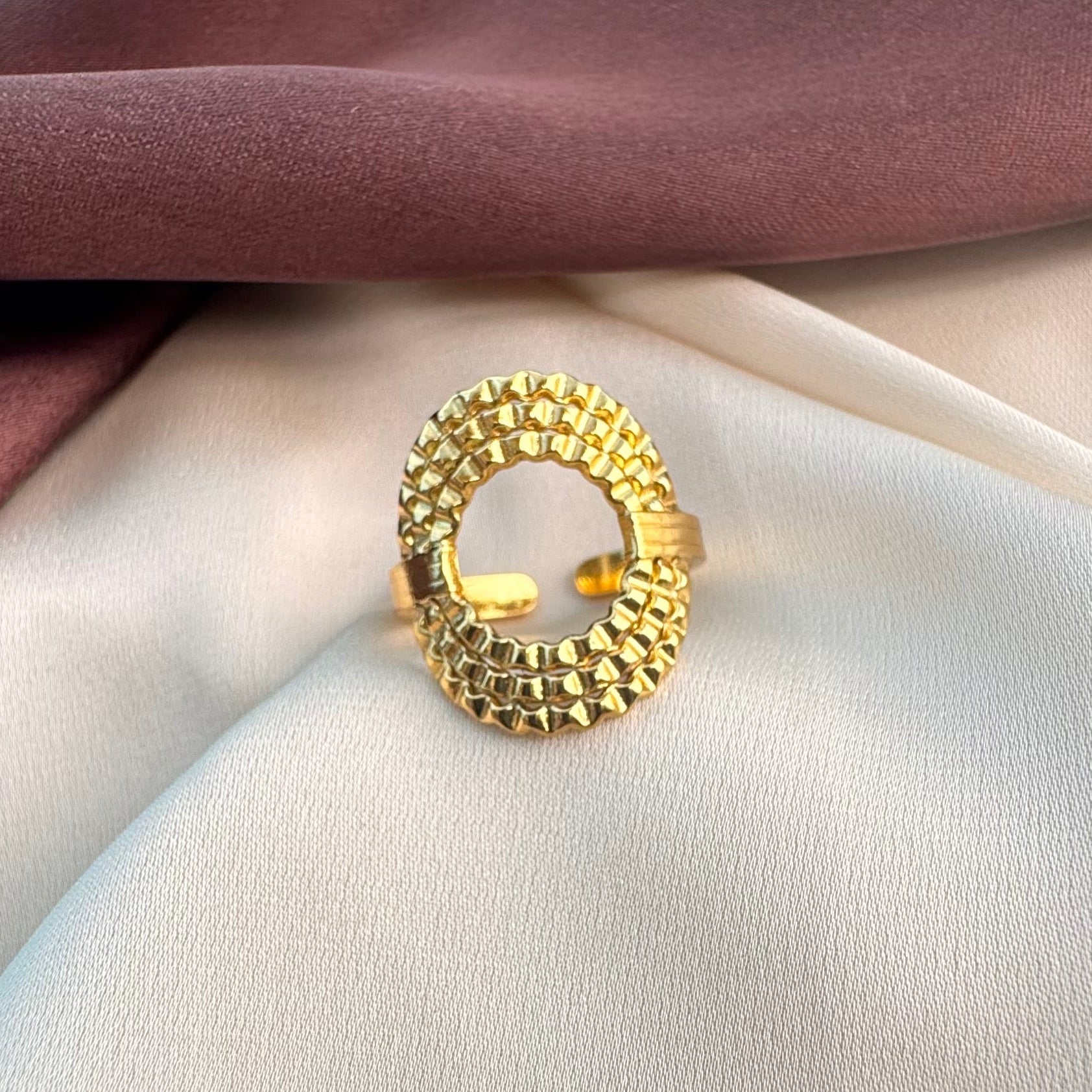 TFC Iron Ember Gold Plated Adjustable Ring