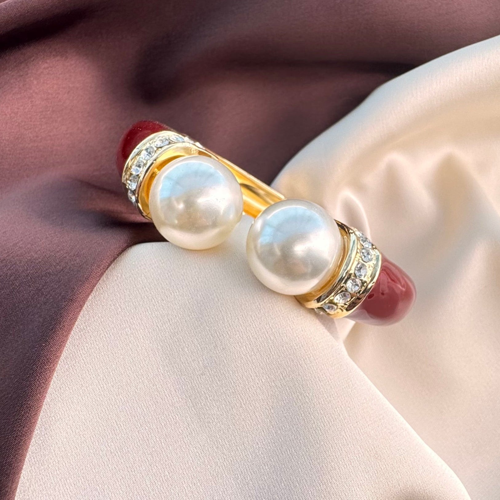 TFC Red Pearl Gold Plated Bracelet Bangle (size 2-6)