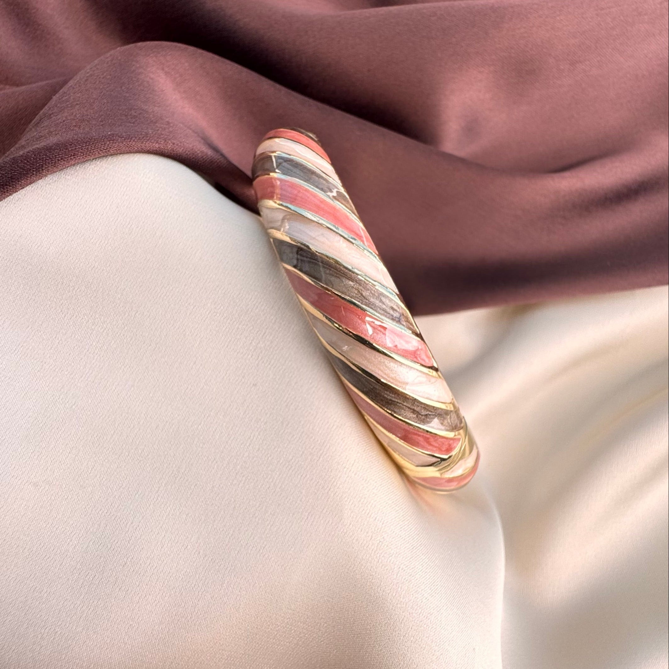 TFC Pink & Brown Gold Plated Bracelet Bangle (size 2-6)