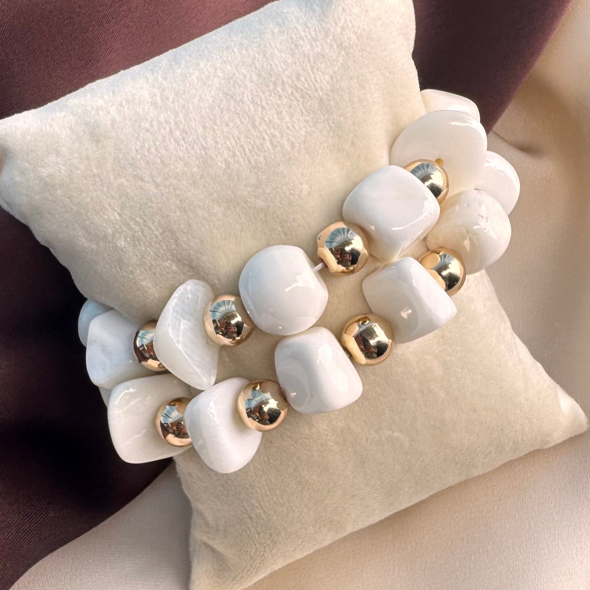 TFC White Drift Gold Plated Bracelet Bangle (set of 2)