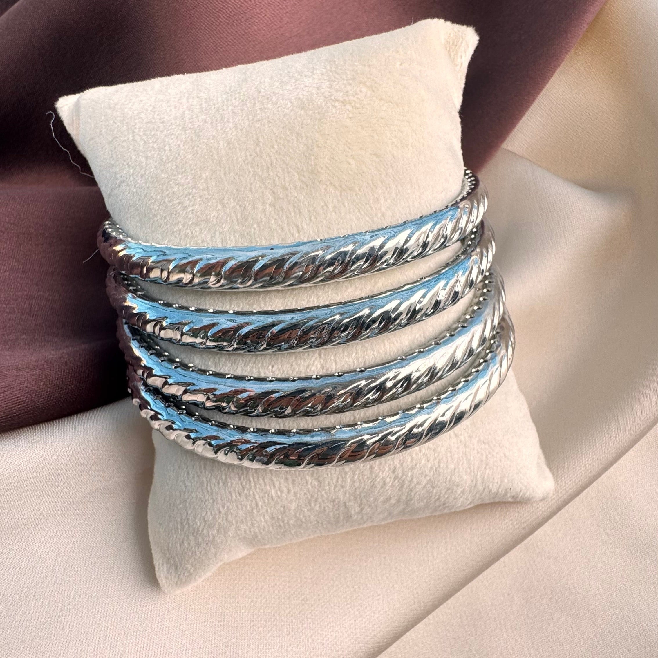 TFC  Size 2.6 Four Antique Silver Plated Bracelet Bangle
