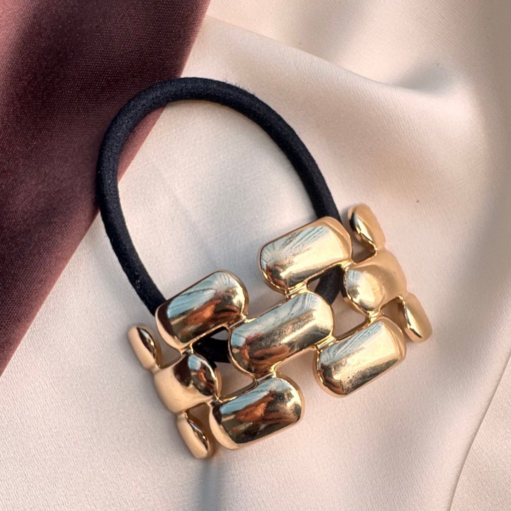 TFC Brick Style Gold Plated Hair Tie