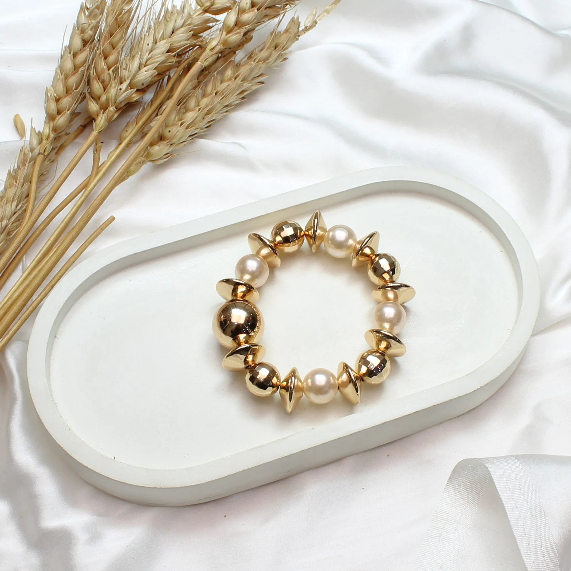 TFC Suncity Pearl Gold Plated Adjustable Bracelet