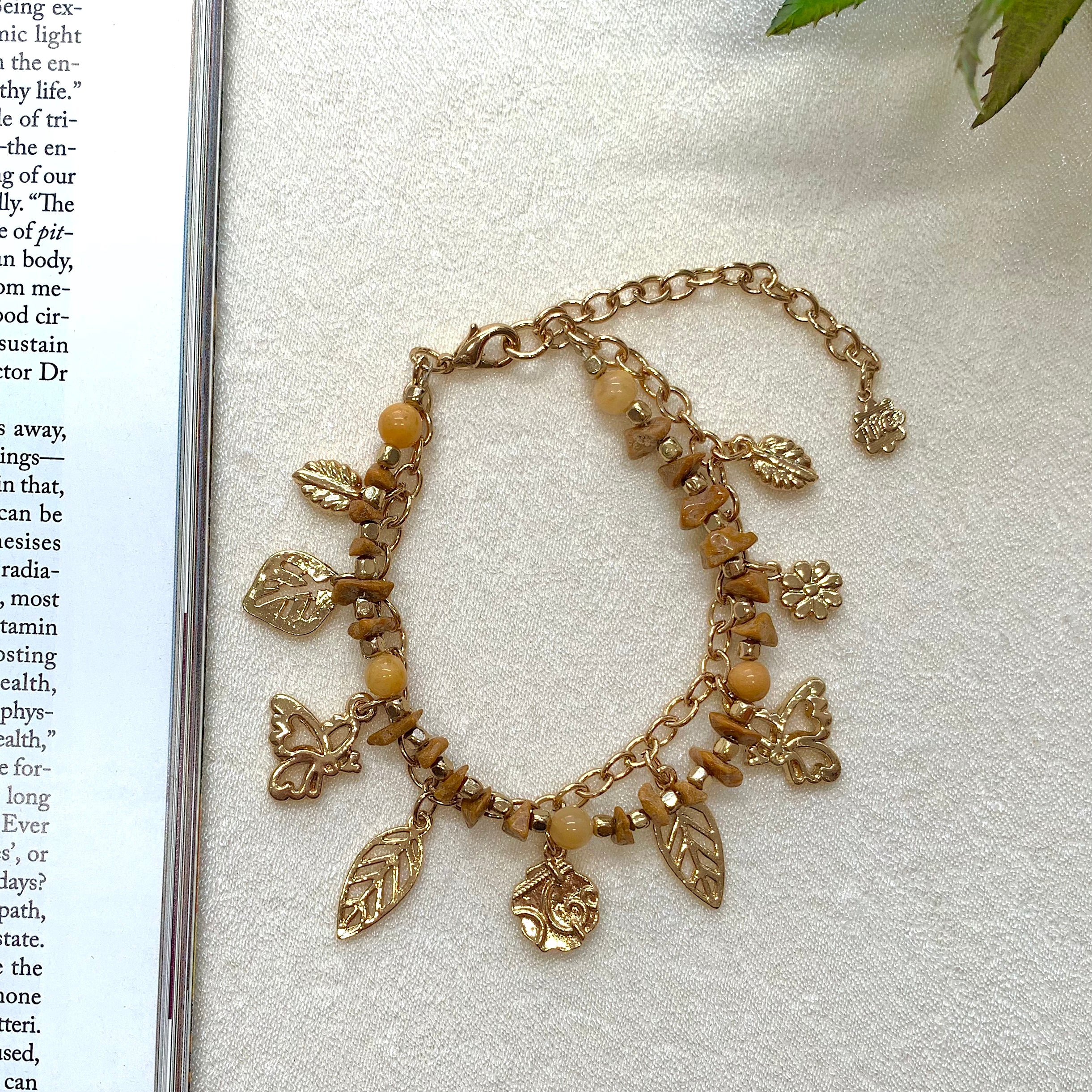 TFC Stones and Charms Gold Plated Bracelet Stack