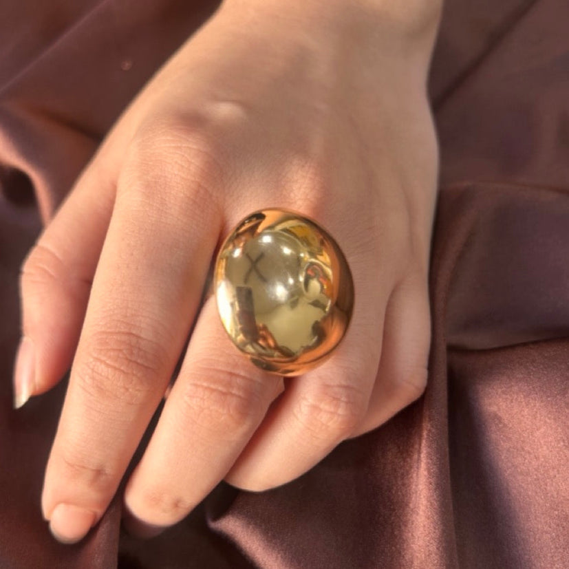 TFC Adjustable Big Circle Gold Plated Ring