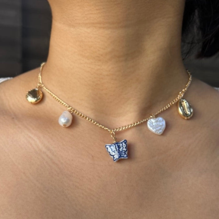 TFC Pottery Buttery Charms Gold Plated Necklace