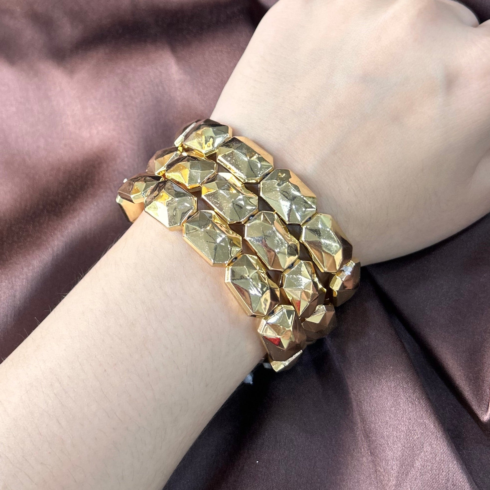 TFC Recto Bead Gold Plated Bracelet (set of 3)