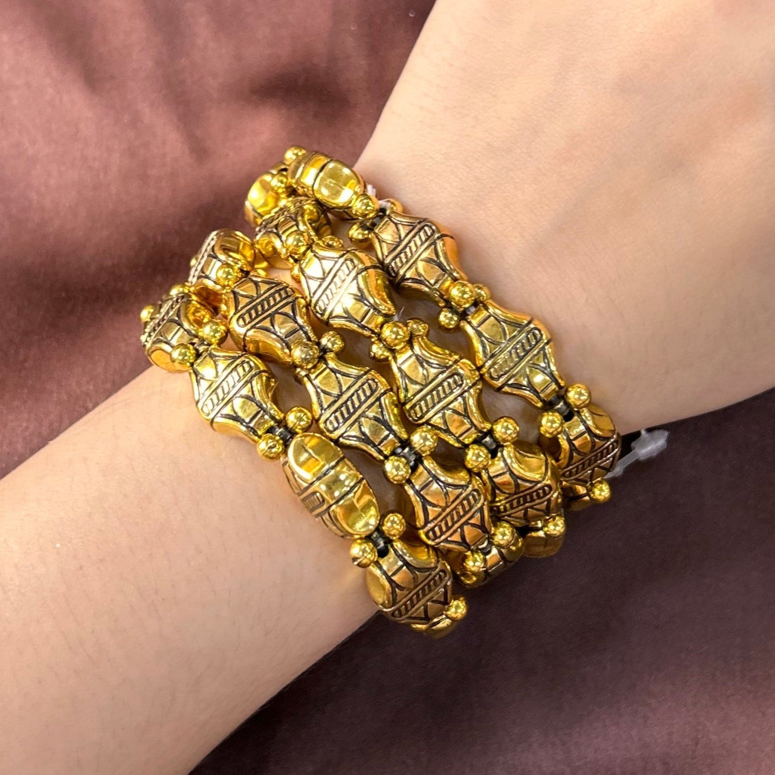 TFC Oxidised Pattern Gold Plated Bracelet (set of 4)