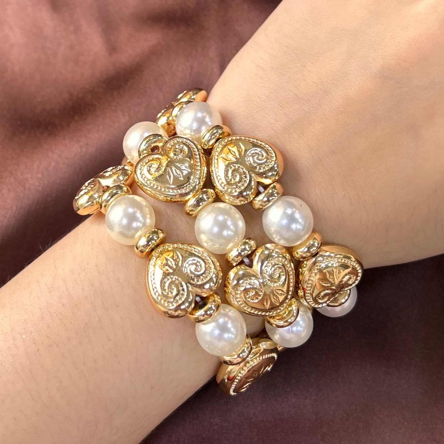 TFC Crafted Hearts Gold Plated Bracelet (set of 3)