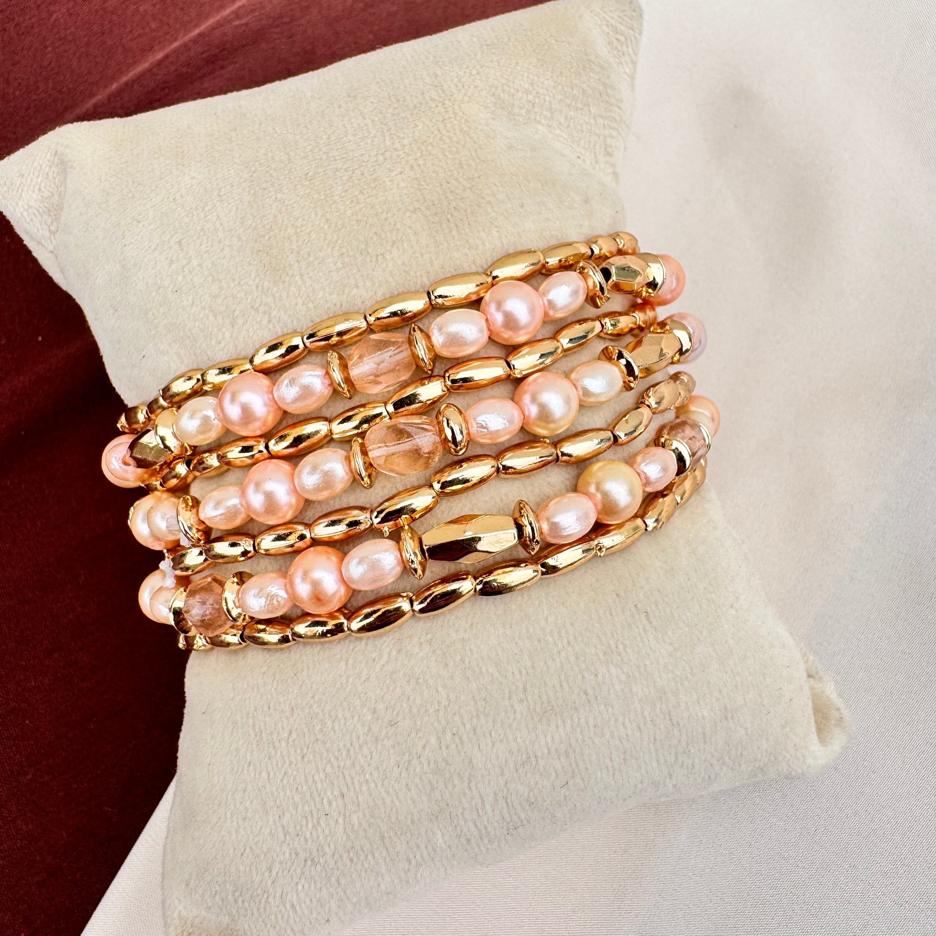 TFC Blush Pearl Harmony Gold Plated Bracelet