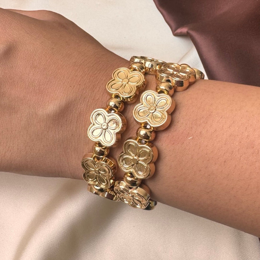 TFC Flower Bead Gold Plated Bracelet