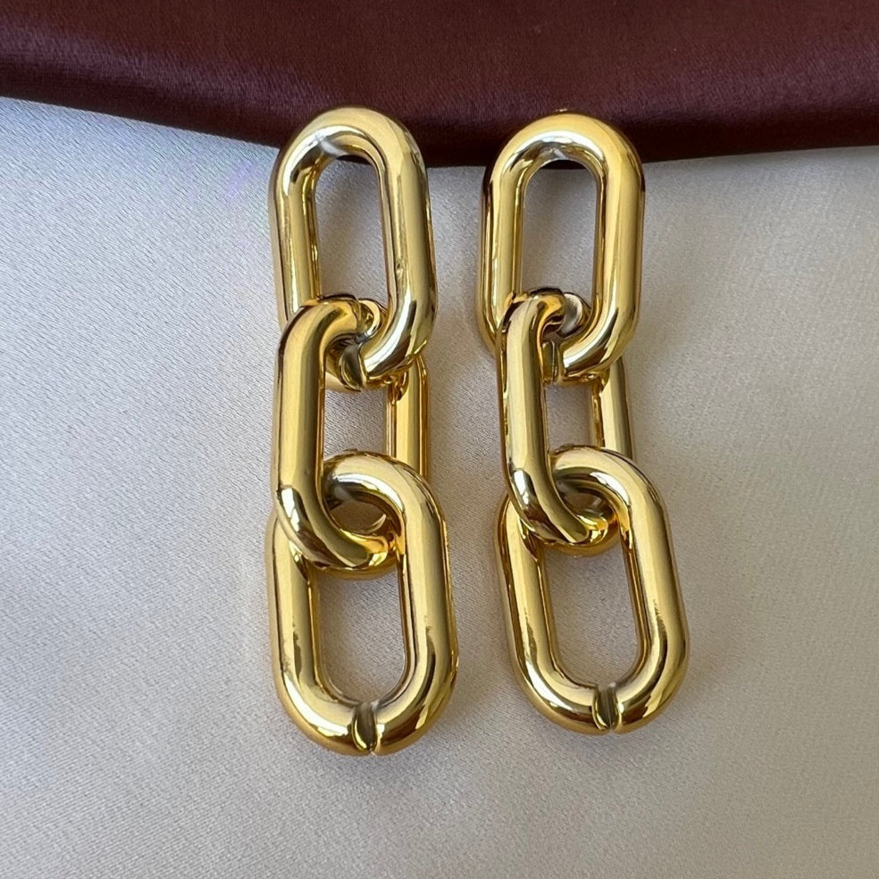 TFC Trio Loop Gold Plated Dangler Earrings