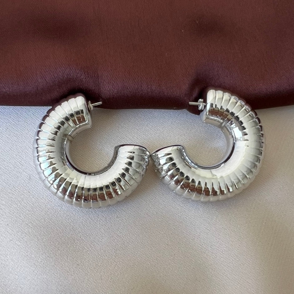 TFC Spiral Twist Silver Plated Hoop Earrings