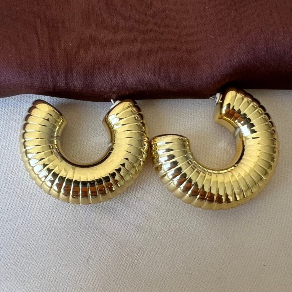 TFC Spiral Twist Gold Plated Stud Earrings