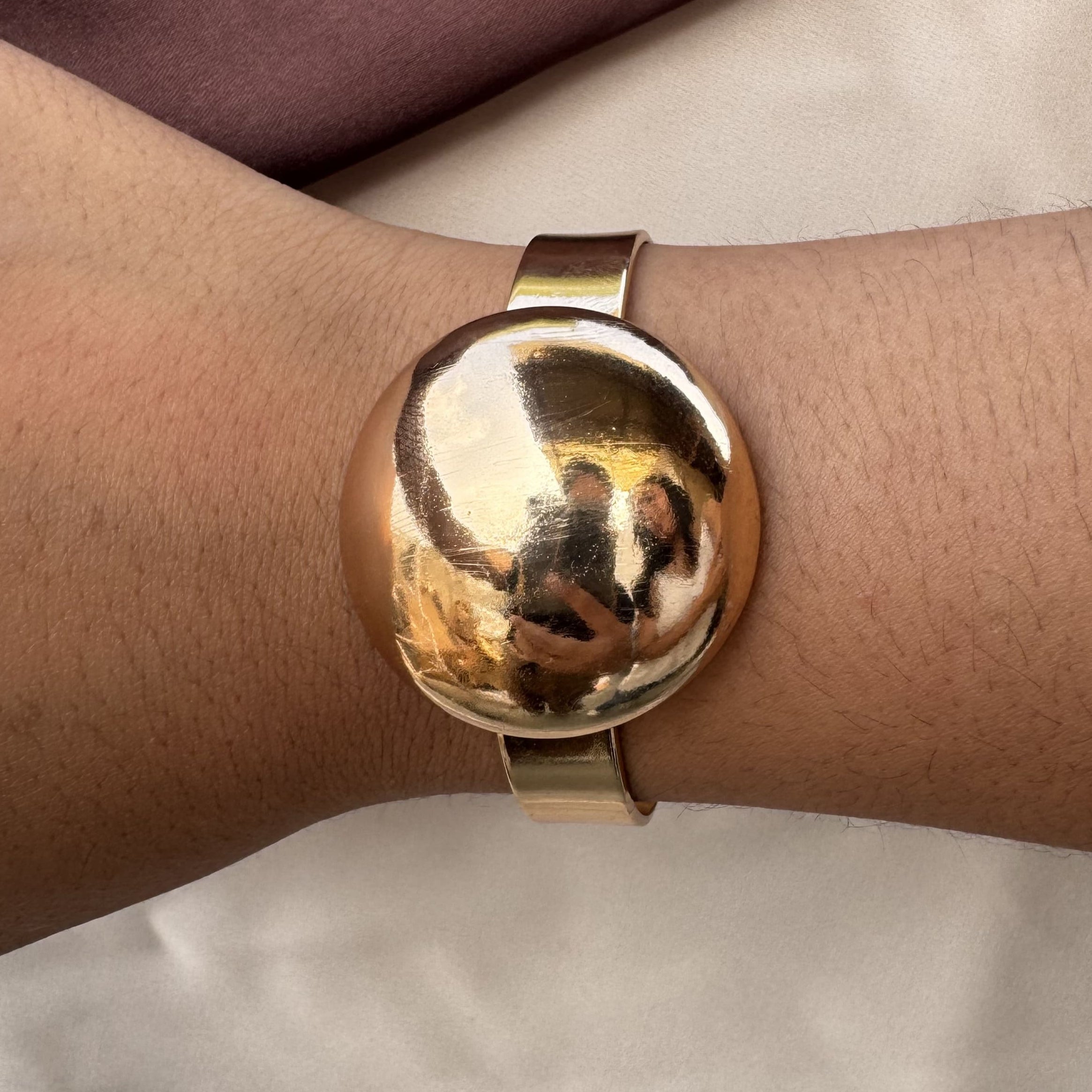 TFC Adjustable Big Moon Gold Plated Cuff Bracelet