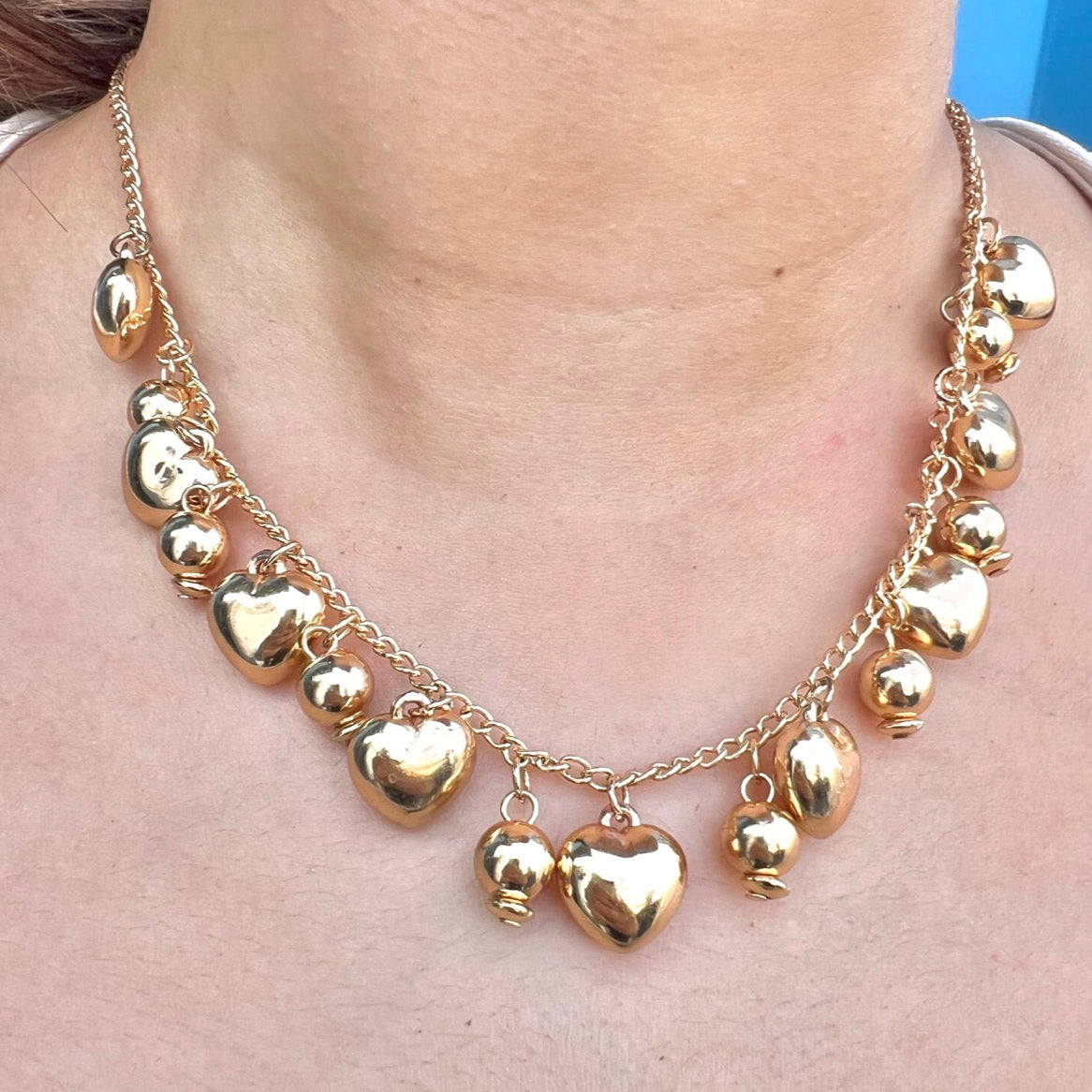 TFC Plane Heart Charm Gold Plated Necklace