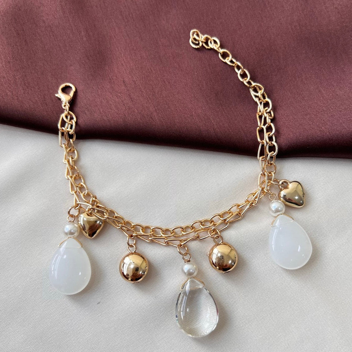 TFC Crystal Bead Gold Plated Bracelet