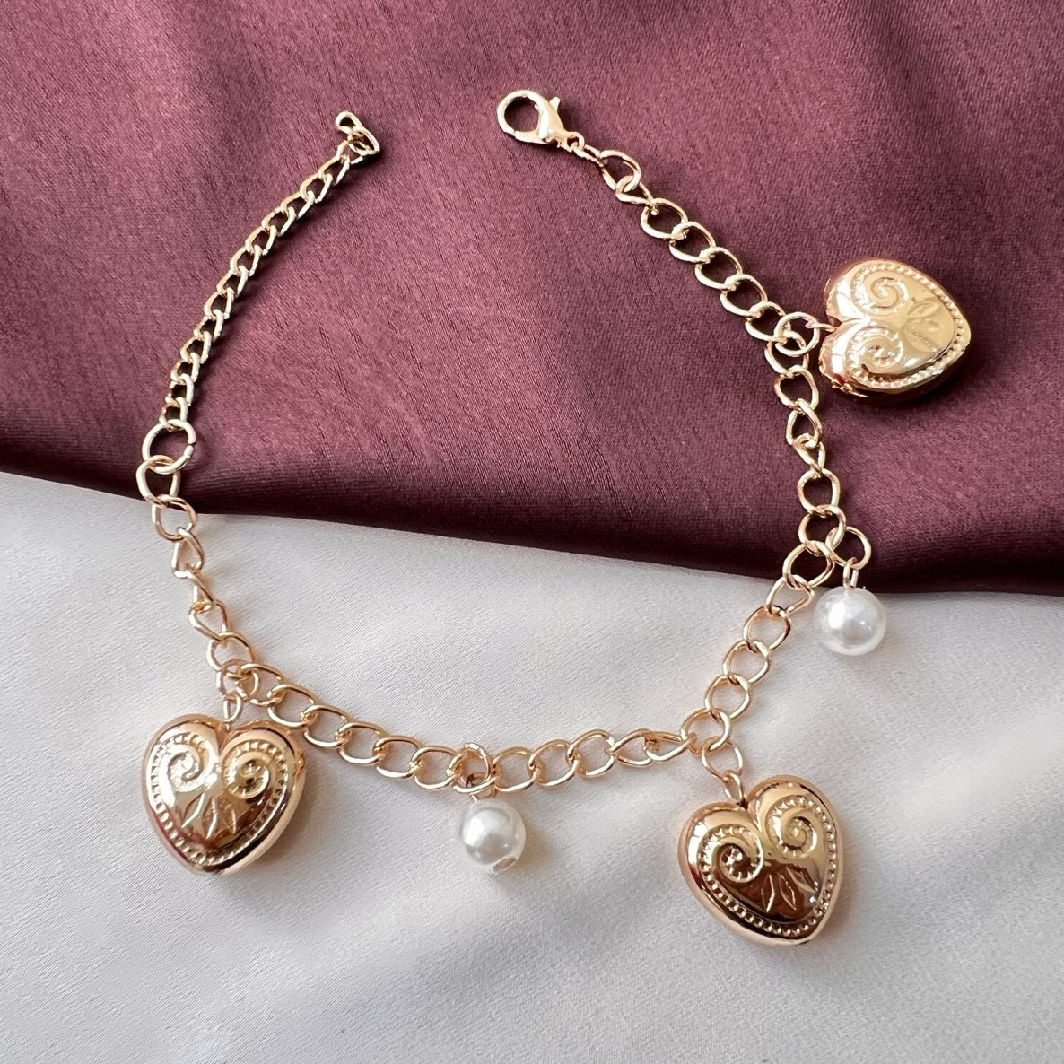 TFC Calm Hearts Charm Gold Plated Bracelet