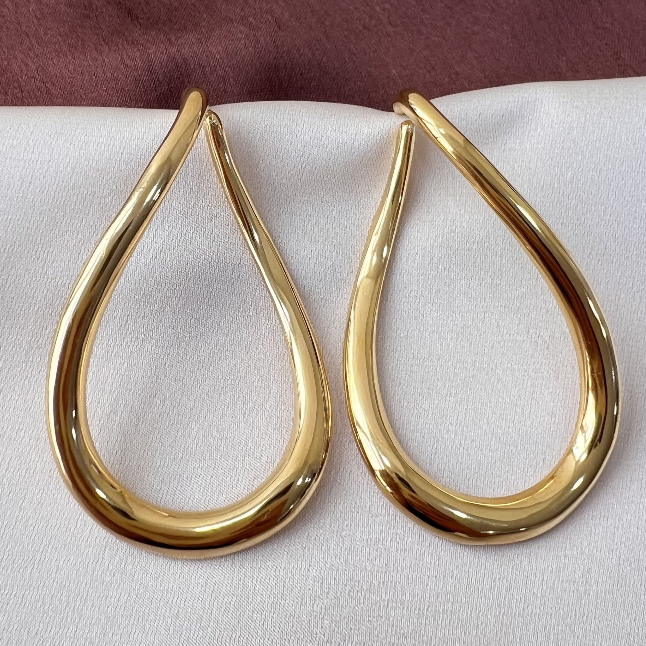 TFC Hollow Drop Gold Plated Dangler Earrings
