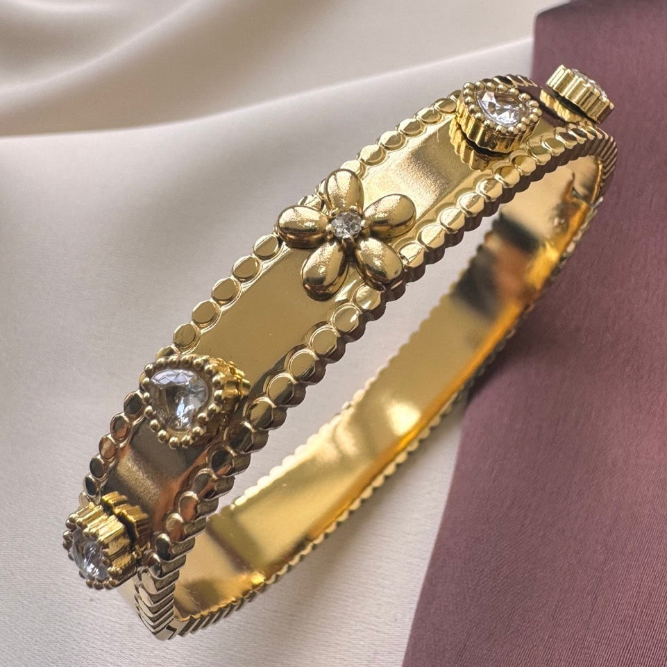 TFC Heart diamond Gold Plated Bracelet Bangle
