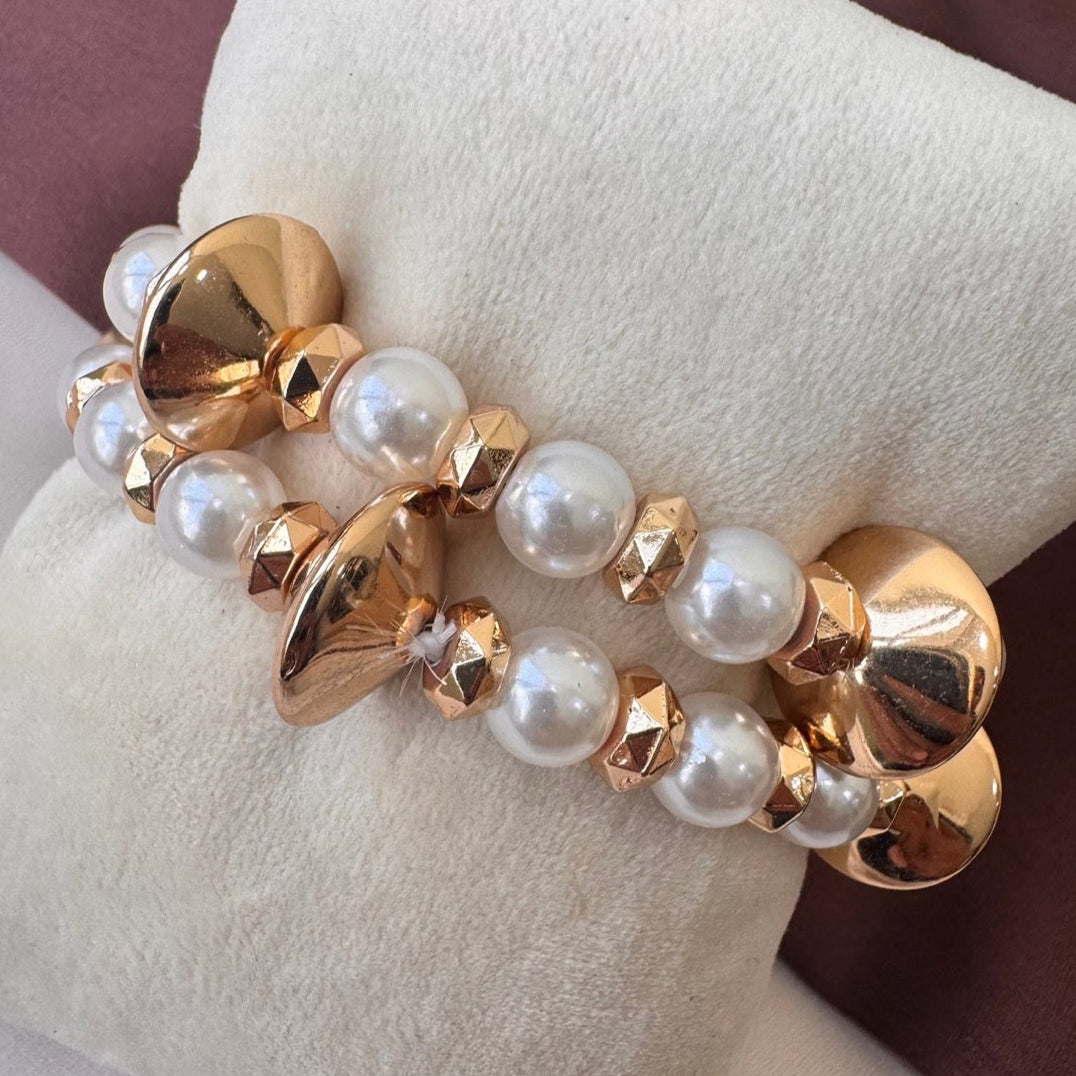 TFC Sunny Smiles Gold Plated Stacked Bracelet (Set of 2)