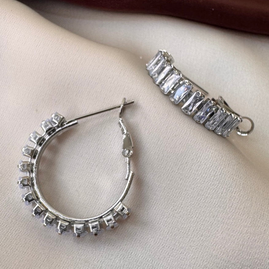 TFC Monogems Silver Plated Hoop Earrings