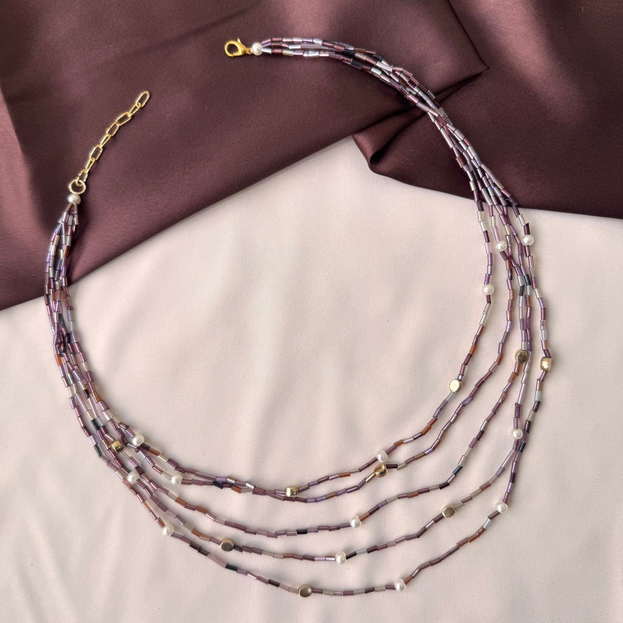 TFC Pale Pink Gold Plated Layered Necklace