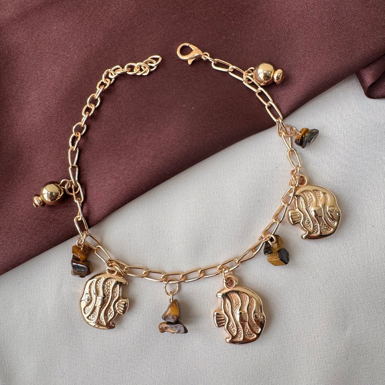 TFC Fish Charms Gold Plated Bracelet