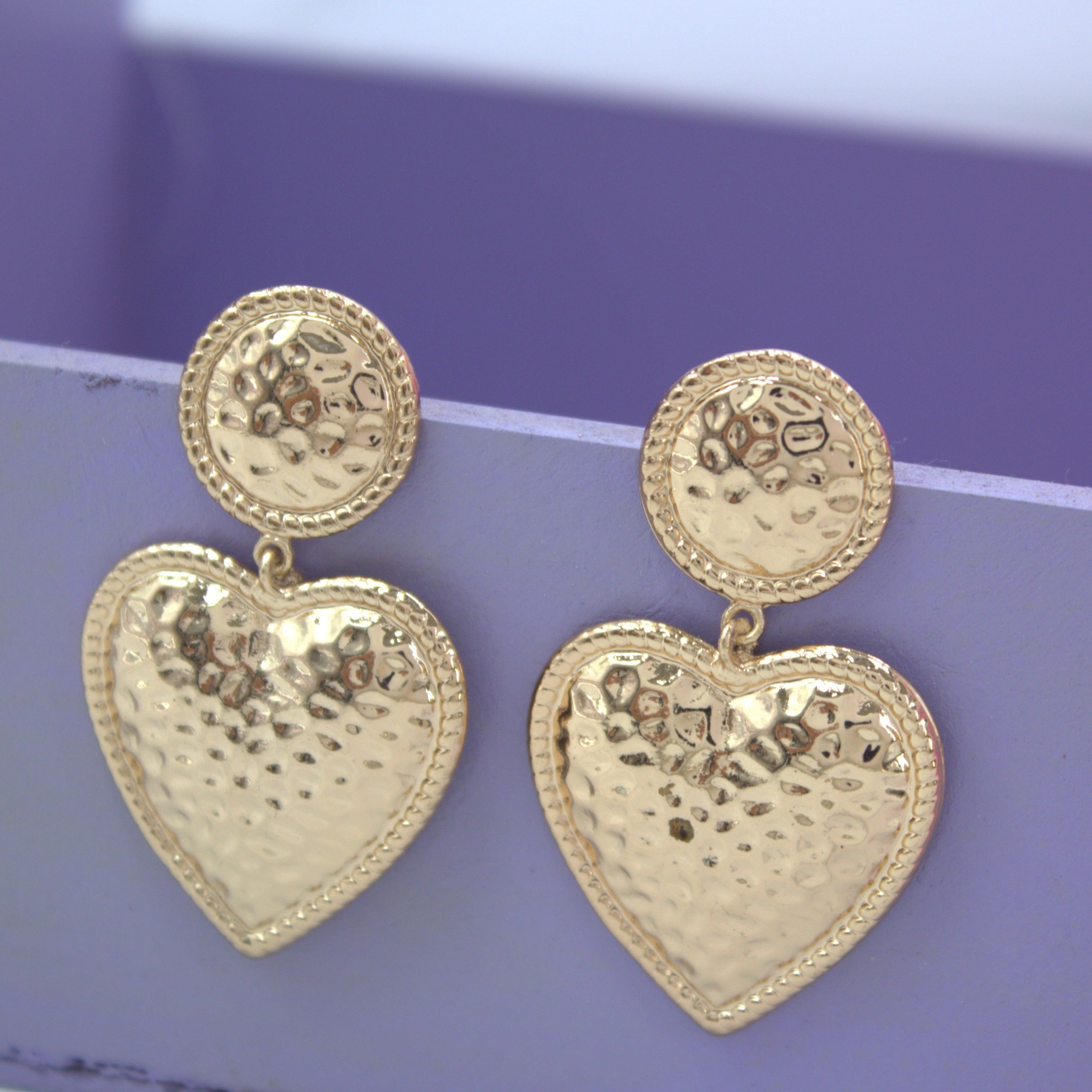 TFC Mashed Heart Gold Plated Dangler Earrings