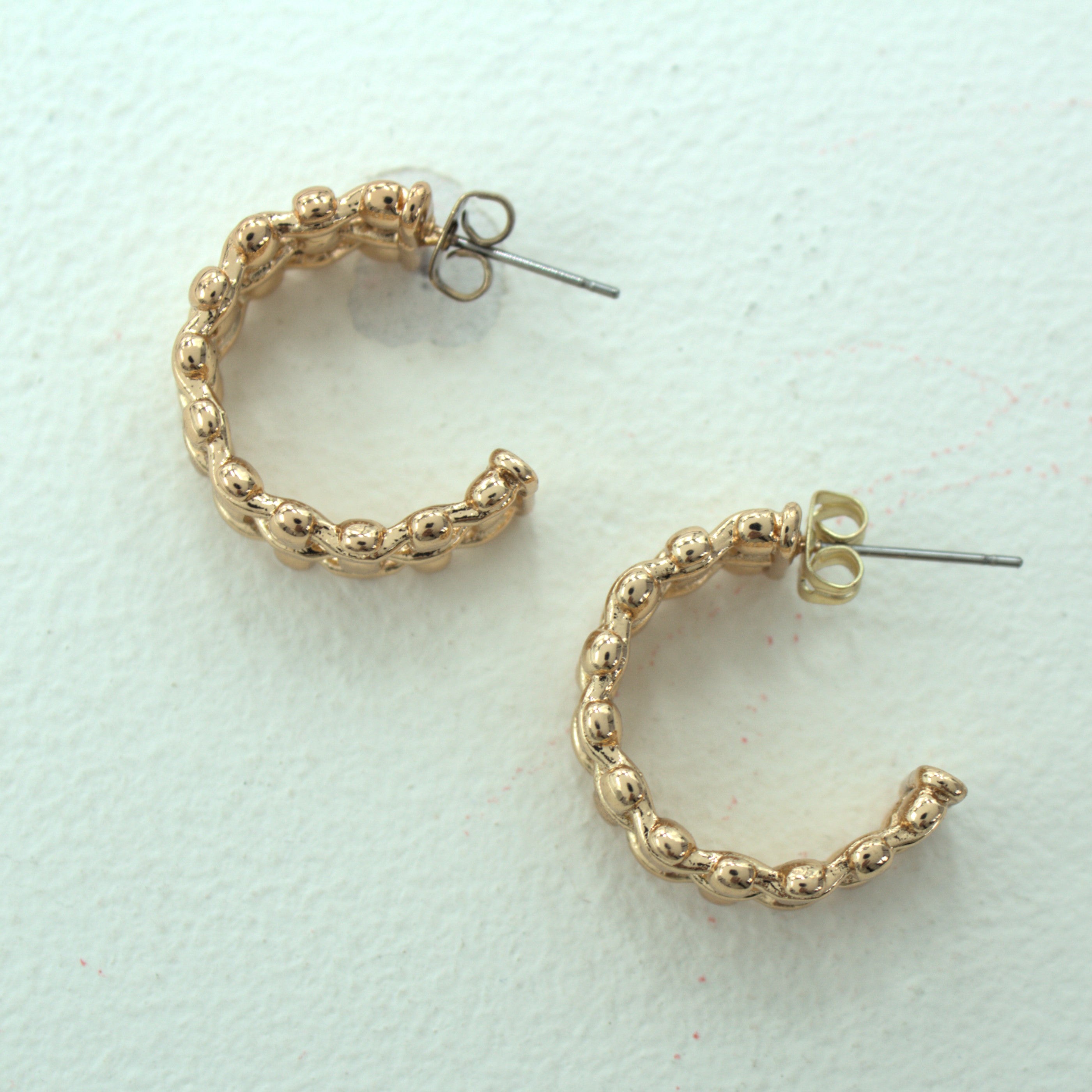 TFC Checkered Gold Plated Hoop Earrings
