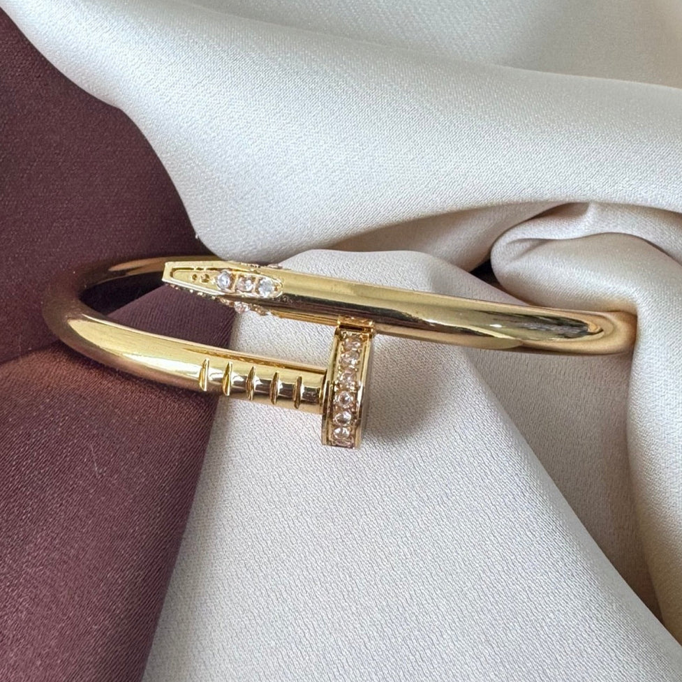 TFC Size 2.6 Royal Diamond Gold Plated Bracelet Bangle