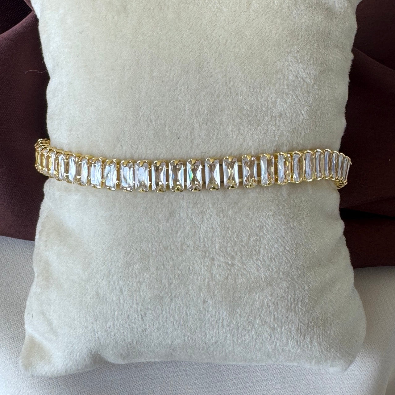 TFC Length 16 cm White Stone Gold Plated Chain Bracelet