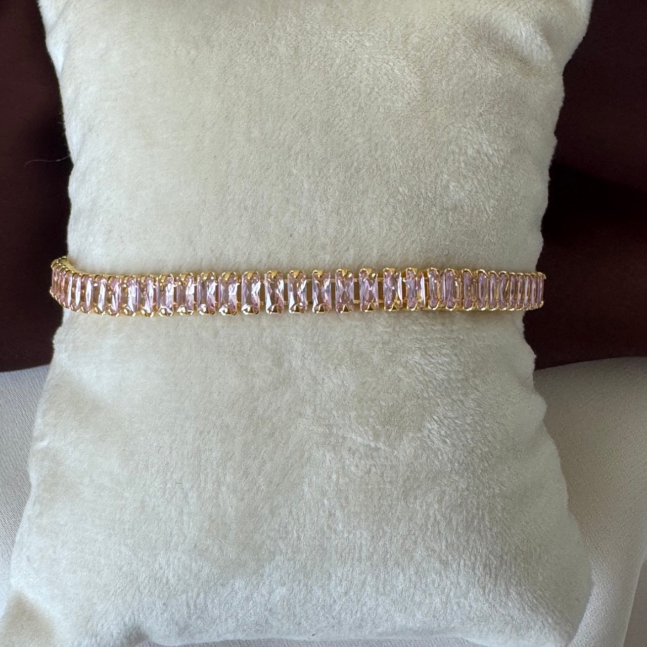 TFC Length 16cm Pink Mini Stone Gold Plated Chain Bracelet